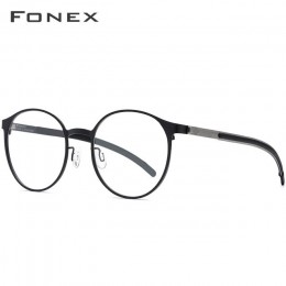 FONEX Alloy optyczne okulary rama mężczyźni Ultralight Retro okrągłe krótkowzroczność okulary korekcyjne kobiety metalowe bezśru