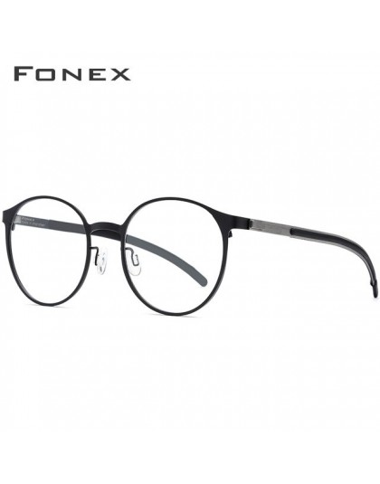FONEX Alloy optyczne okulary rama mężczyźni Ultralight Retro okrągłe krótkowzroczność okulary korekcyjne kobiety metalowe bezśru