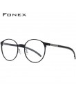 FONEX Alloy optyczne okulary rama mężczyźni Ultralight Retro okrągłe krótkowzroczność okulary korekcyjne kobiety metalowe bezśru