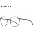 FONEX Alloy optyczne okulary rama mężczyźni Ultralight Retro okrągłe krótkowzroczność okulary korekcyjne kobiety metalowe bezśru