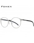 FONEX Alloy optyczne okulary rama mężczyźni Ultralight Retro okrągłe krótkowzroczność okulary korekcyjne kobiety metalowe bezśru