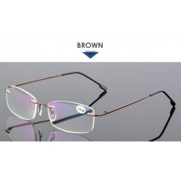 VCKA Rimless okulary do czytania mężczyźni stop tytanu krotnie kobiety kwadratowe okulary Presbyopic bezramowe okulary + 1.0 + 1