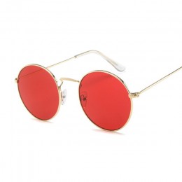 Vintage Classic metalowe okrągłe okulary przeciwsłoneczne damskie małe nowe książę Retro marka czerwone pomarańczowe różowe jasn