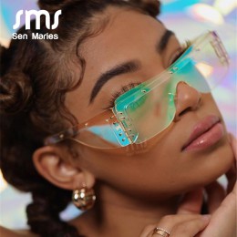 Moda Rimless kwadratowe okulary przeciwsłoneczne damskie 2020 luksusowych marek lustro różowe odcienie okulary mężczyźni Trend o