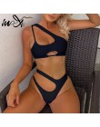 In-x jedno ramię bikini set Sexy dziurka bikini 2020 wysokie cięcie kostium kąpielowy damski strój kąpielowy wycięty strój kąpie