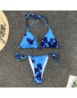 2020 nowy Sexy gradient drukuj strój kąpielowy bikini kobiety strój kąpielowy z krótkim rękawem Bikini Set push up kostium kąpie
