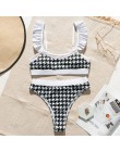 Peachtan wysokiej talii kostium kąpielowy damski Plaid bikini z siatką zestaw 2020 wzburzyć stroje kąpielowe kobiety przezroczys