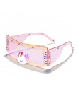 Moda Rimless kwadratowe okulary przeciwsłoneczne damskie 2020 luksusowych marek lustro różowe odcienie okulary mężczyźni Trend o