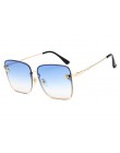 TOYEARN luksusowa marka Design Lady Oversize Rimless kwadratowe okulary przeciwsłoneczne damskie małe pszczoła okulary gradiento