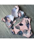 Sexy Bikini kobiety strój kąpielowy 2019 lato wyciąć kostiumy kąpielowe Push Up Bikini stroje kąpielowe z nadrukiem Bikini z fis