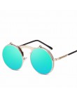 2019 moda klasyczne mężczyźni okrągły etui z klapką okulary Steampunk kobiety Retro koło mała ramka okulary przeciwsłoneczne oku