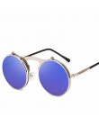 2019 moda klasyczne mężczyźni okrągły etui z klapką okulary Steampunk kobiety Retro koło mała ramka okulary przeciwsłoneczne oku
