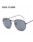 Oulylan okulary przeciwsłoneczne z oprawkami w kształcie wieloboku kobiety w stylu Vintage marka mała ramka metalowe okulary prz