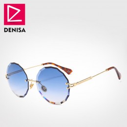 DENISA Vintage okrągłe okulary kobiety mężczyźni 2019 moda okulary bez oprawek Retro różowe okulary kobiety UV400 zonnebril dame