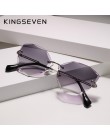 KINGSEVEN DESIGN Fashion Lady okulary przeciwsłoneczne 2019 Rimless damskie okulary przeciwsłoneczne Vintage oprawki ze stopu kl