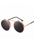 2019 moda klasyczne mężczyźni okrągły etui z klapką okulary Steampunk kobiety Retro koło mała ramka okulary przeciwsłoneczne oku