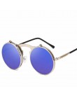 2019 moda klasyczne mężczyźni okrągły etui z klapką okulary Steampunk kobiety Retro koło mała ramka okulary przeciwsłoneczne oku