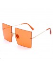 Ponadgabarytowe okulary przeciwsłoneczne bez oprawek kwadratowych damskie modne damskie okulary przeciwsłoneczne Retro Sexy czer