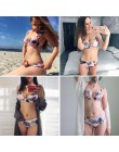 Sexy Bikini kobiety strój kąpielowy 2019 lato wyciąć kostiumy kąpielowe Push Up Bikini stroje kąpielowe z nadrukiem Bikini z fis