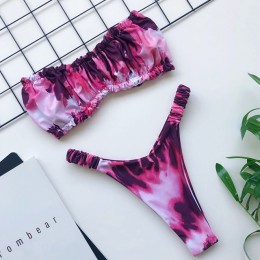 OMKAGI Bandeau kostium kąpielowy damski Sexy stałe Leopard stroje kąpielowe kobiety strój kąpielowy Bikini wysoko wycięte strój 