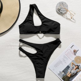 In-x jedno ramię bikini set Sexy dziurka bikini 2020 wysokie cięcie kostium kąpielowy damski strój kąpielowy wycięty strój kąpie