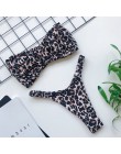 OMKAGI Bandeau kostium kąpielowy damski Sexy stałe Leopard stroje kąpielowe kobiety strój kąpielowy Bikini wysoko wycięte strój 
