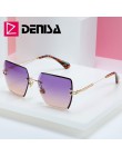 DENISA kwadratowe okulary przeciwsłoneczne bezramkowe damskie 2019 letnie czerwone okulary moda luksusowa marka okulary przeciws