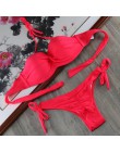 Bikini stałe Strappy bandaż zestaw Bikini biały Push Up strój kąpielowy Bikini Bandeau brazylijski strój kąpielowy Maillot De Ba