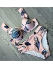 Sexy Bikini kobiety strój kąpielowy 2019 lato wyciąć kostiumy kąpielowe Push Up Bikini stroje kąpielowe z nadrukiem Bikini z fis