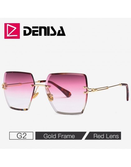 DENISA kwadratowe okulary przeciwsłoneczne bezramkowe damskie 2019 letnie czerwone okulary moda luksusowa marka okulary przeciws