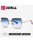 DENISA kwadratowe okulary przeciwsłoneczne bezramkowe damskie 2019 letnie czerwone okulary moda luksusowa marka okulary przeciws