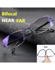 Blokujące niebieskie światło okulary do czytania Bifocal Multifocal Rimless elastyczne okulary Presbyopia mężczyźni kobiety Supe