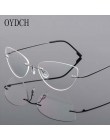 OYDCH bezramowe męskie okulary do czytania moda kocie oko damskie okulary do czytania + 150 + 200 + 250