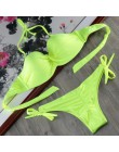 Bikini stałe Strappy bandaż zestaw Bikini biały Push Up strój kąpielowy Bikini Bandeau brazylijski strój kąpielowy Maillot De Ba