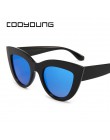 COOYOUNG Vintage okulary przeciwsłoneczne damskie kocie oko okulary Retro marka projektant okulary przeciwsłoneczne damskie różo