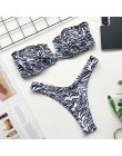 OMKAGI Bandeau kostium kąpielowy damski Sexy stałe Leopard stroje kąpielowe kobiety strój kąpielowy Bikini wysoko wycięte strój 