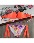 Bikini stałe Strappy bandaż zestaw Bikini biały Push Up strój kąpielowy Bikini Bandeau brazylijski strój kąpielowy Maillot De Ba