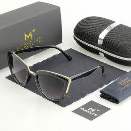 MUSELIFE Cateye okulary przeciwsłoneczne damskie Vintage okulary gradientowe Retro okulary przeciwsłoneczne kocie oczy okulary d