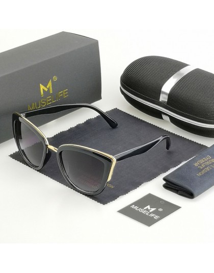 MUSELIFE Cateye okulary przeciwsłoneczne damskie Vintage okulary gradientowe Retro okulary przeciwsłoneczne kocie oczy okulary d