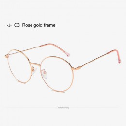 Toketoryzm rose złoty metal rama okrągłe okulary niebieskie światło komputerowe okulary kobiety w stylu vintage oprawki do okula
