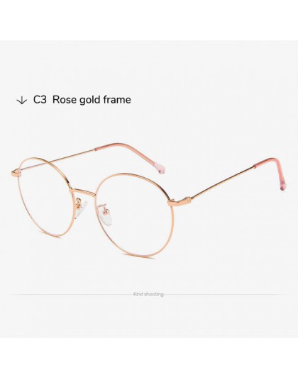 Toketoryzm rose złoty metal rama okrągłe okulary niebieskie światło komputerowe okulary kobiety w stylu vintage oprawki do okula