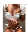2020 nowy Sexy gradient drukuj strój kąpielowy bikini kobiety strój kąpielowy z krótkim rękawem Bikini Set push up kostium kąpie
