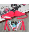 Bikini stałe Strappy bandaż zestaw Bikini biały Push Up strój kąpielowy Bikini Bandeau brazylijski strój kąpielowy Maillot De Ba