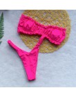 OMKAGI Bandeau kostium kąpielowy damski Sexy stałe Leopard stroje kąpielowe kobiety strój kąpielowy Bikini wysoko wycięte strój 