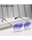 KINGSEVEN 2019 projekt Vintage modne okulary słoneczne bez oprawek kobiet okulary gradientowe szkła marka projektant óculos De S