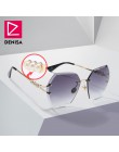 DENISA 2019 plac Rimless Pearl okulary Retro kobiety marka projektant Trendy gradientu wielokąta kobiet UV400 G23023