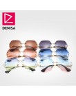 DENISA 2019 plac Rimless Pearl okulary Retro kobiety marka projektant Trendy gradientu wielokąta kobiet UV400 G23023