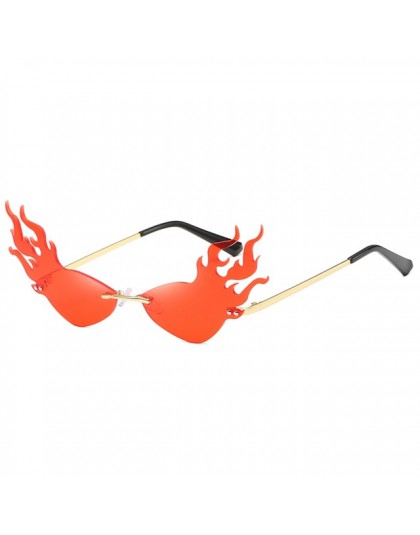 Nowy ogień płomień okulary kobiety mężczyźni Rimless okulary fala metalowa rama 2019 Hip Hop wąskie okulary Party okulary Street