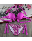 Bikini stałe Strappy bandaż zestaw Bikini biały Push Up strój kąpielowy Bikini Bandeau brazylijski strój kąpielowy Maillot De Ba