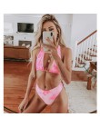 2020 nowy Sexy gradient drukuj strój kąpielowy bikini kobiety strój kąpielowy z krótkim rękawem Bikini Set push up kostium kąpie